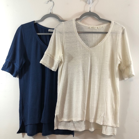 Anthropologie Tops - Anthropologie Meadow Rue Bundle (2) Linen Tops S
